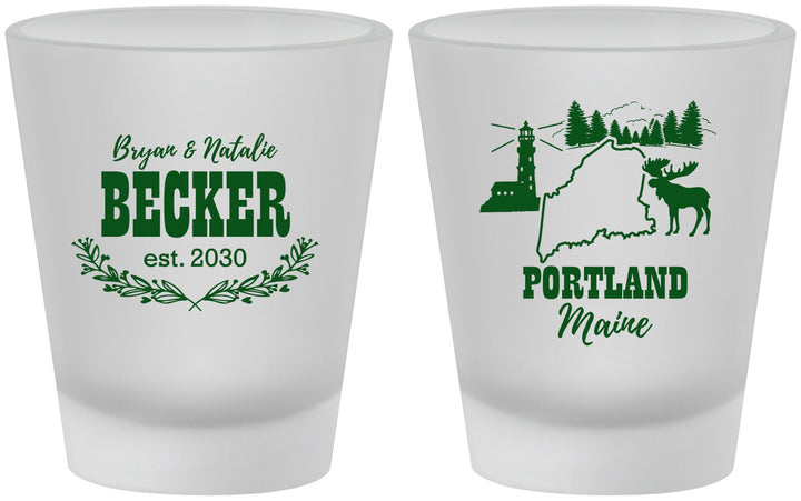 Custom Wedding Frosted Shot Glasses - Maine | 168