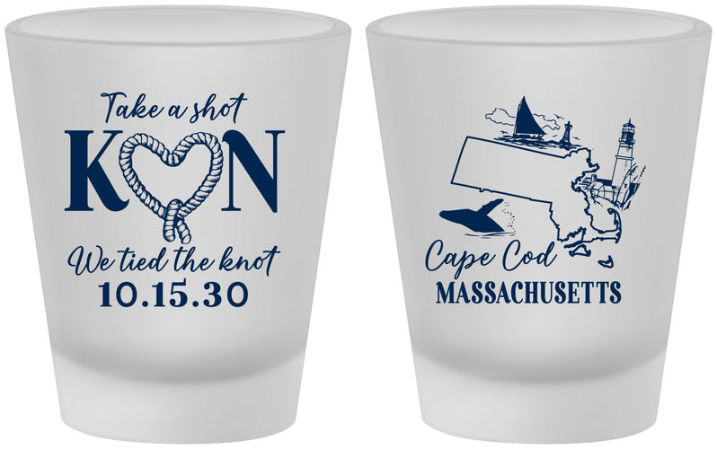 Custom Wedding Frosted Shot Glasses - Massachusetts | 170
