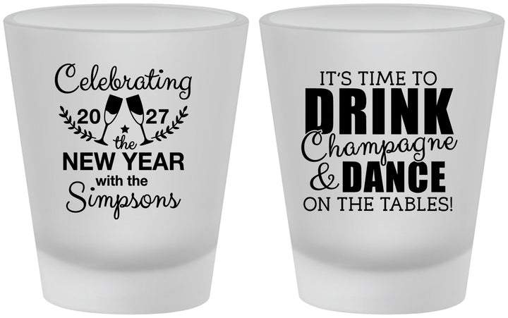 Custom New Years Frosted Shot Glasses - 2027 Drink Dance | 170002