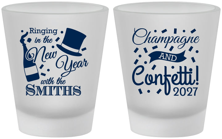 Custom New Years Frosted Shot Glasses - 2027 Confetti | 170003