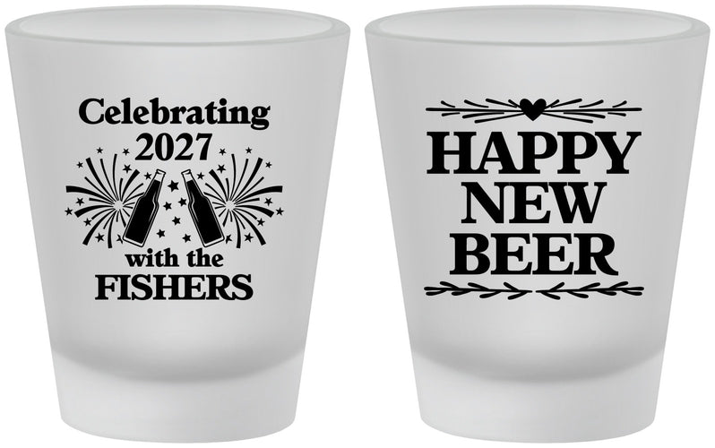 Custom New Years Frosted Shot Glasses - 2027 Happy New Beer | 170004