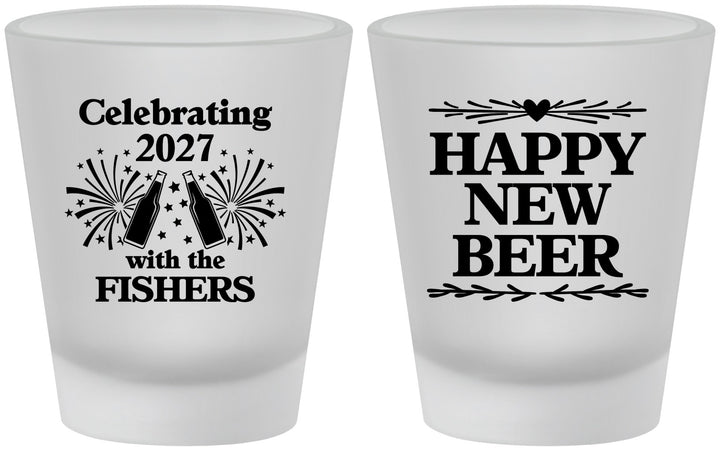 Custom New Years Frosted Shot Glasses - 2027 Happy New Beer | 170004