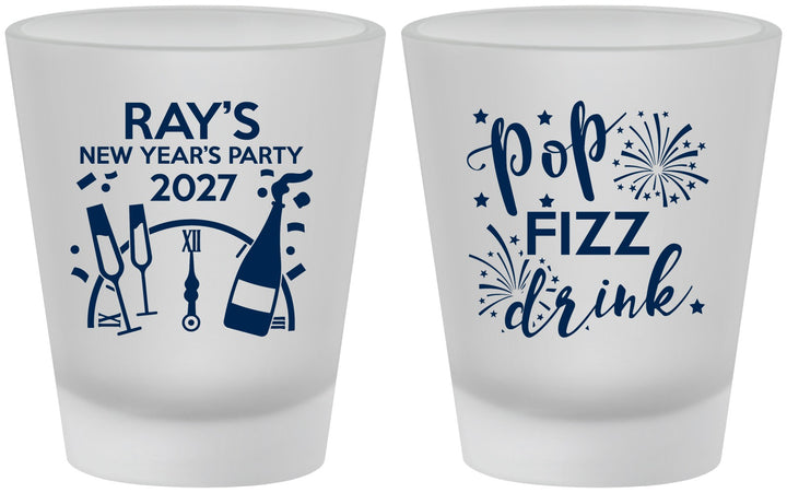 Custom New Years Frosted Shot Glasses - 2027 Pop Fizz Drink | 170007