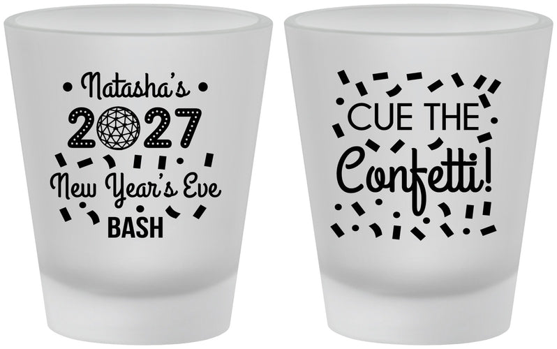 Custom New Years Frosted Shot Glasses - 2027 Nye Confetti | 170012