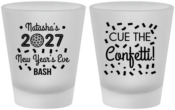 Custom New Years Frosted Shot Glasses - 2027 Nye Confetti | 170012