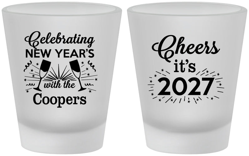 Custom New Years Frosted Shot Glasses - 2027 Cheers | 170024
