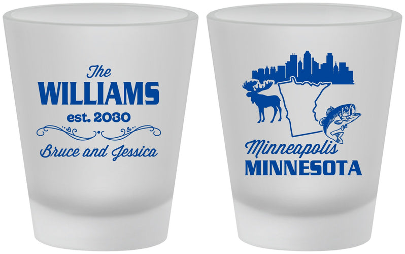 Custom Wedding Frosted Shot Glasses - Minnesota | 172