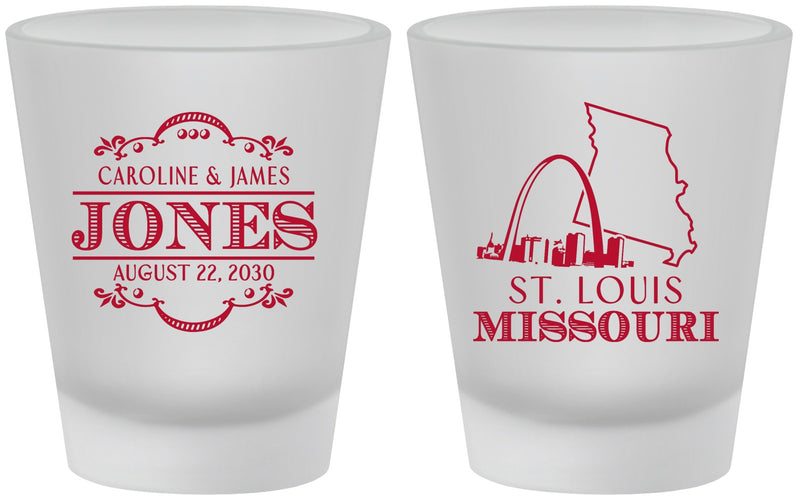 Custom Wedding Frosted Shot Glasses - Missouri | 174
