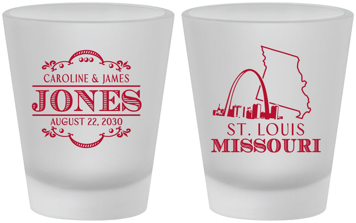Custom Wedding Frosted Shot Glasses - Missouri | 174