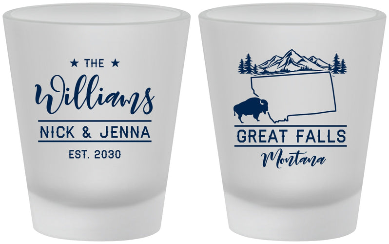 Custom Wedding Frosted Shot Glasses - Montana | 175