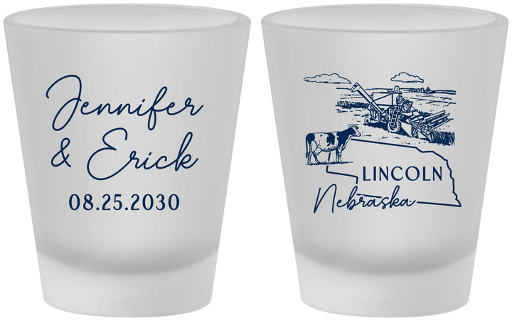 Custom Wedding Frosted Shot Glasses - Nebraska | 176