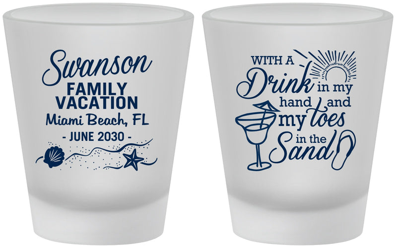 Custom Family Vacation Frosted Shot Glasses - Beach Toes In The Sand | 180000