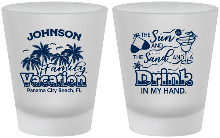 Custom Family Vacation Frosted Shot Glasses - Sun And Sand Beach | 180007