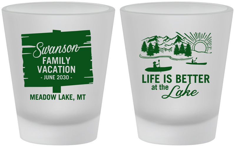 Custom Family Vacation Frosted Shot Glasses - Life Is Better At The Lake | 180010