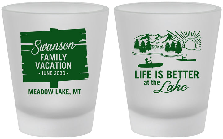 Custom Family Vacation Frosted Shot Glasses - Life Is Better At The Lake | 180010