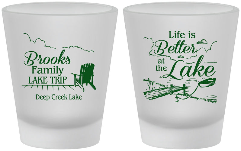 Custom Family Vacation Frosted Shot Glasses - Lake Camping | 180012