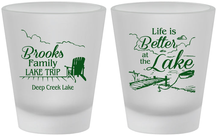 Custom Family Vacation Frosted Shot Glasses - Lake Camping | 180012