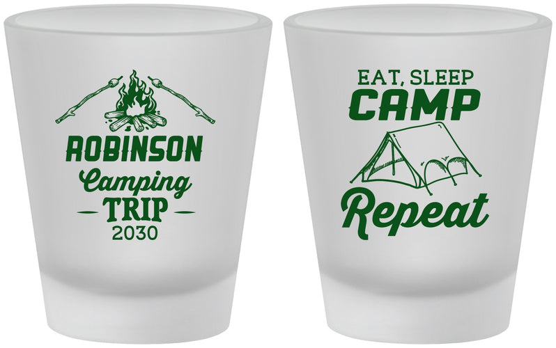 Custom Family Vacation Frosted Shot Glasses - Eat Sleep Camp Repeat | 180014
