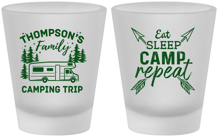 Custom Family Vacation Frosted Shot Glasses - Camping Trip | 180016
