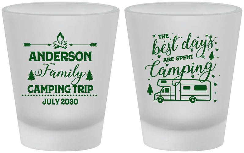 Custom Family Vacation Frosted Shot Glasses - Camping Trip | 180017