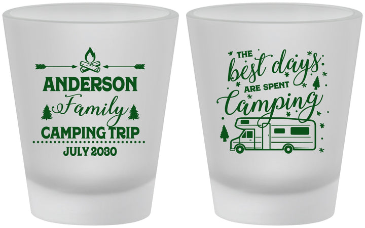 Custom Family Vacation Frosted Shot Glasses - Camping Trip | 180017
