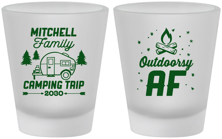 Custom Family Vacation Frosted Shot Glasses - Camping Trip | 180018