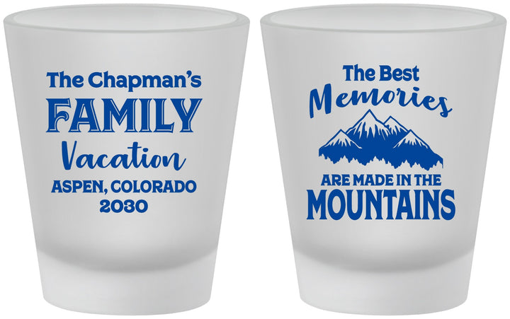 Custom Family Vacation Frosted Shot Glasses - Mountains | 180021