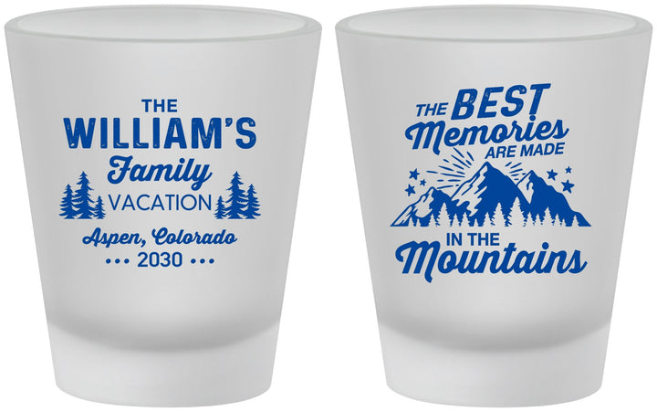 Custom Family Vacation Frosted Shot Glasses - Mountains | 180022
