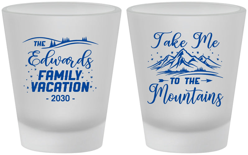 Custom Family Vacation Frosted Shot Glasses - Mountains | 180024