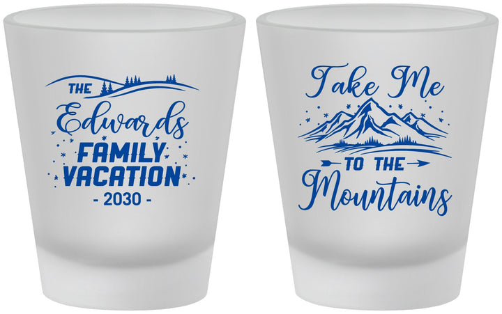 Custom Family Vacation Frosted Shot Glasses - Mountains | 180024