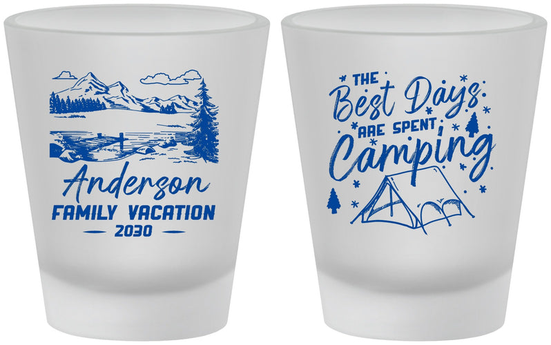 Custom Family Vacation Frosted Shot Glasses - Camping Trip | 180025