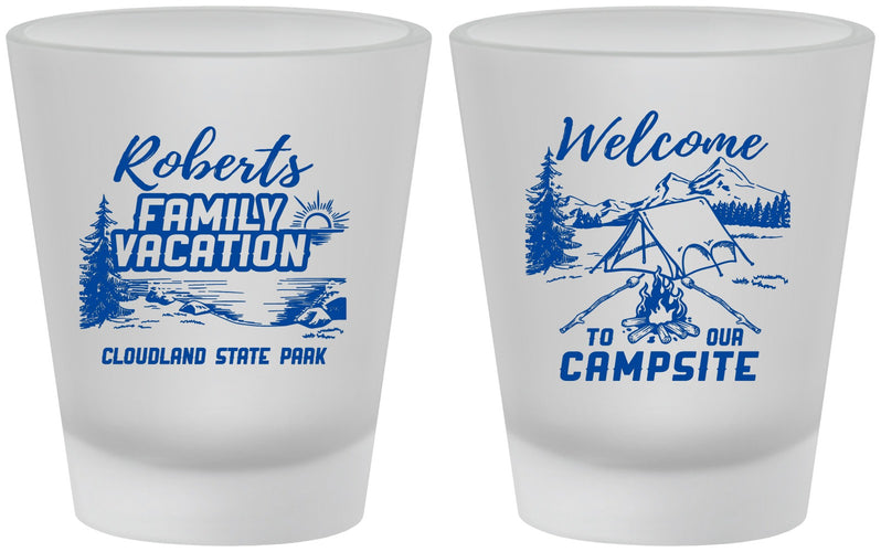 Custom Family Vacation Frosted Shot Glasses - Camping Trip | 180026