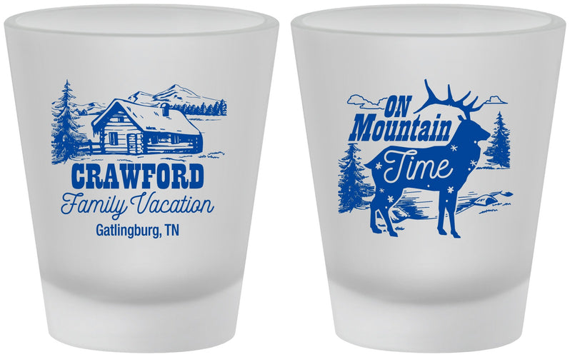 Custom Family Vacation Frosted Shot Glasses - Mountain | 180027