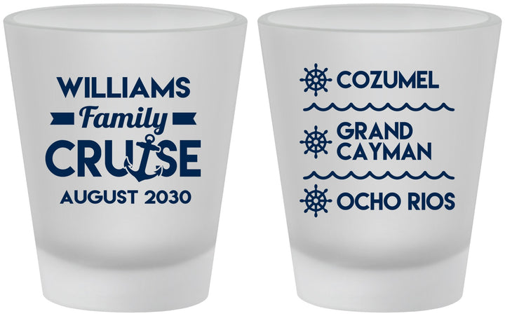 Custom Family Vacation Frosted Shot Glasses - Nautical Cruise | 180034