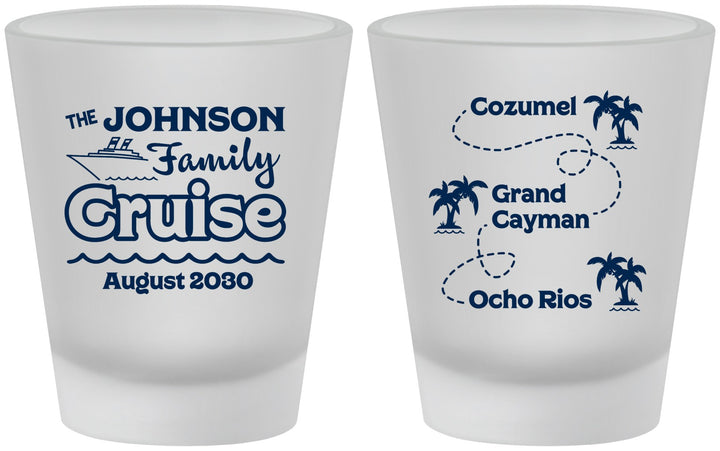 Custom Family Vacation Frosted Shot Glasses - Cruise Ship | 180035