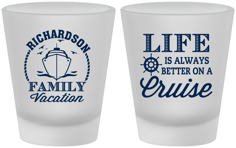 Custom Family Vacation Frosted Shot Glasses - Cruise Ship | 180036