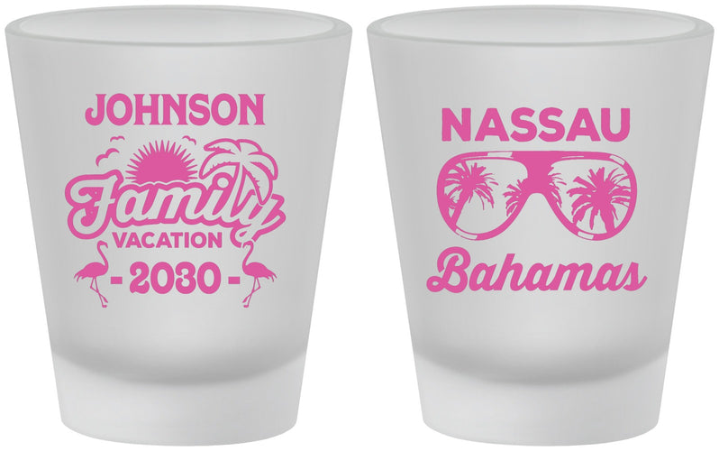 Custom Family Vacation Frosted Shot Glasses - Bahamas | 180041
