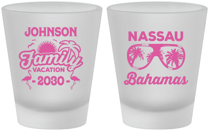 Custom Family Vacation Frosted Shot Glasses - Bahamas | 180041