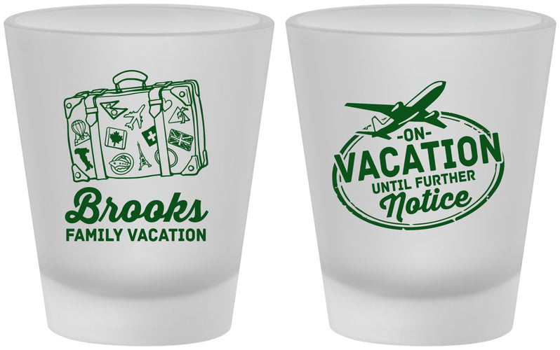Custom Family Vacation Frosted Shot Glasses - Road Trip Plane | 180052