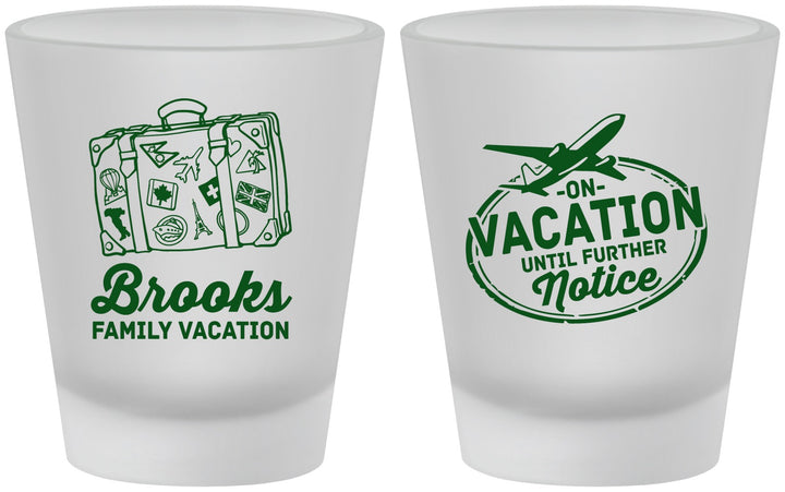 Custom Family Vacation Frosted Shot Glasses - Road Trip Plane | 180052