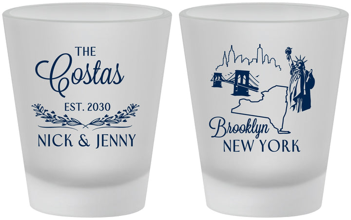 Custom Wedding Frosted Shot Glasses - New  York | 181