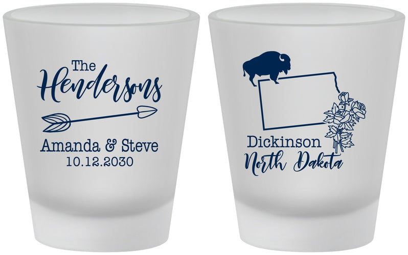 Custom Wedding Frosted Shot Glasses - North Dakota | 183