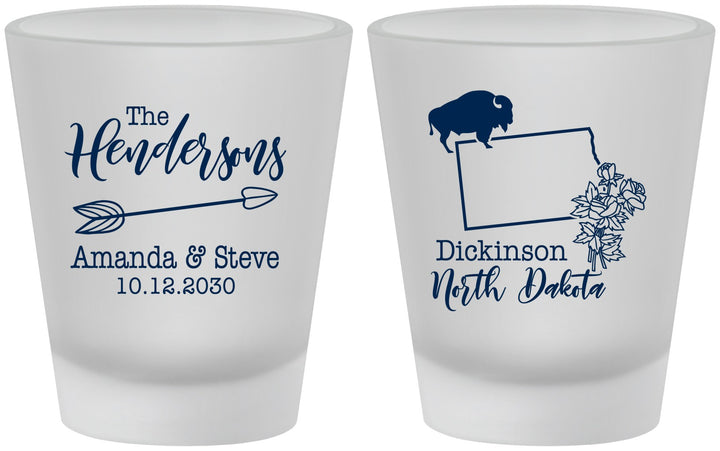 Custom Wedding Frosted Shot Glasses - North Dakota | 183