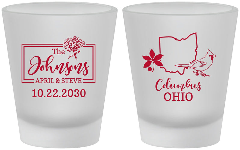 Custom Wedding Frosted Shot Glasses - Ohio | 184