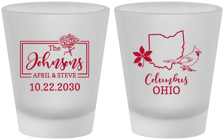 Custom Wedding Frosted Shot Glasses - Ohio | 184