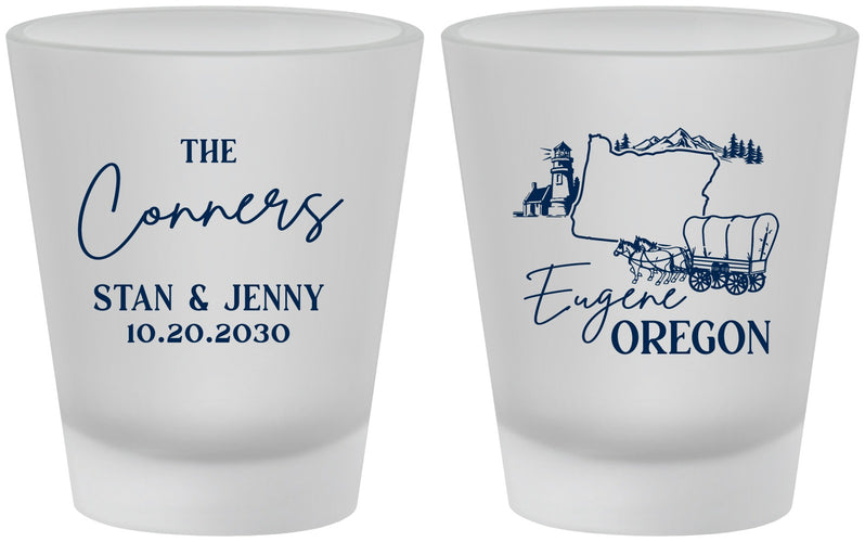 Custom Wedding Frosted Shot Glasses - Oregon | 186