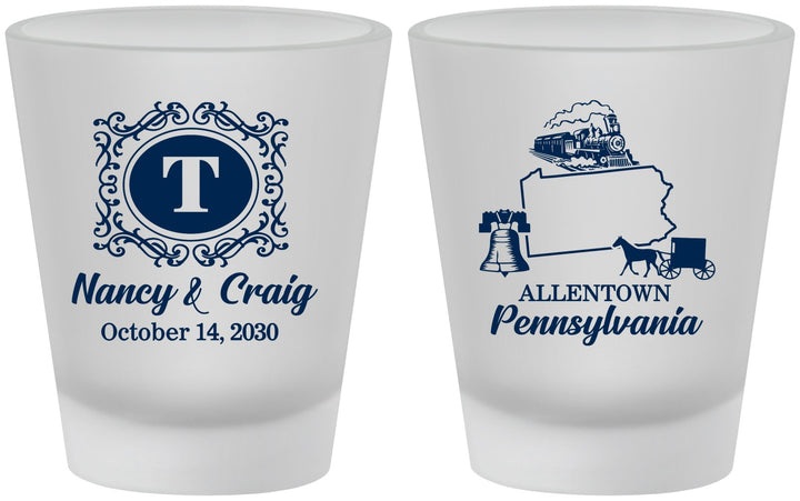 Custom Wedding Frosted Shot Glasses - Pennsylvania | 187
