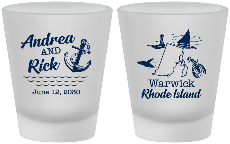 Custom Wedding Frosted Shot Glasses - Rhode Island | 188