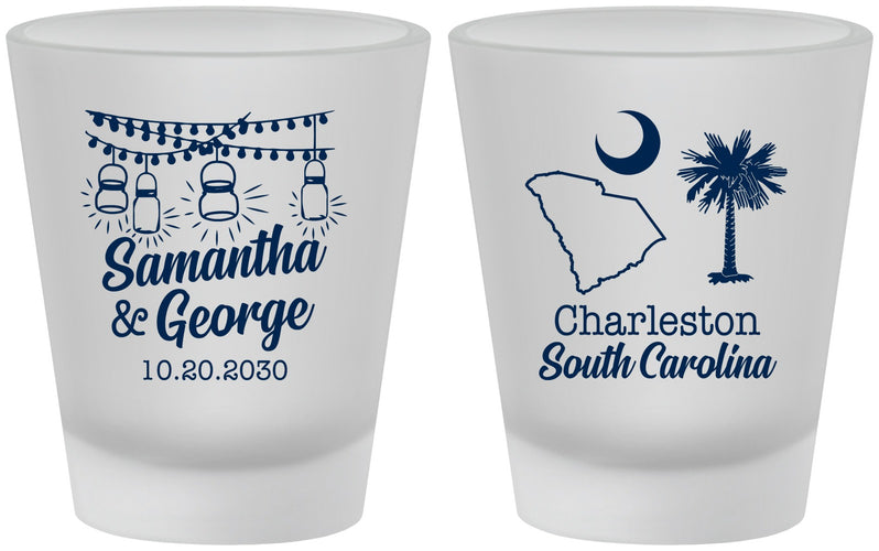 Custom Wedding Frosted Shot Glasses - South Carolina | 189
