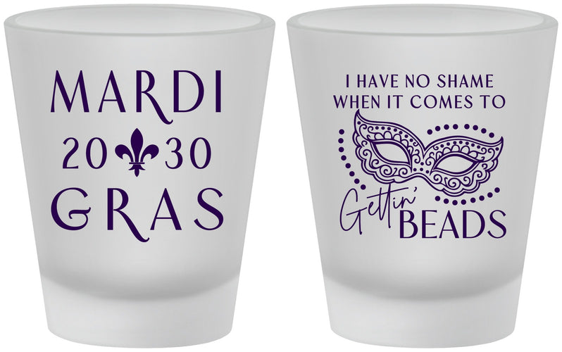 Custom Mardi Gras Frosted Shot Glasses - Nola New Orleans | 190006